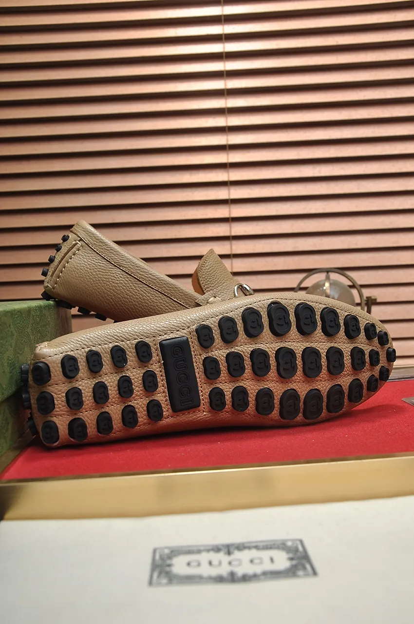 Men's Men's Shoes💰420💶【GUCCI】 (High-end Niuli) New 🍀Gucci*——Gucci Doudou Shoes! Made of imported original cowhide, the inner top layer is comfortable cowhide lining! Original wear-resistant rubber outsole! High quality products! Code number 38-44!